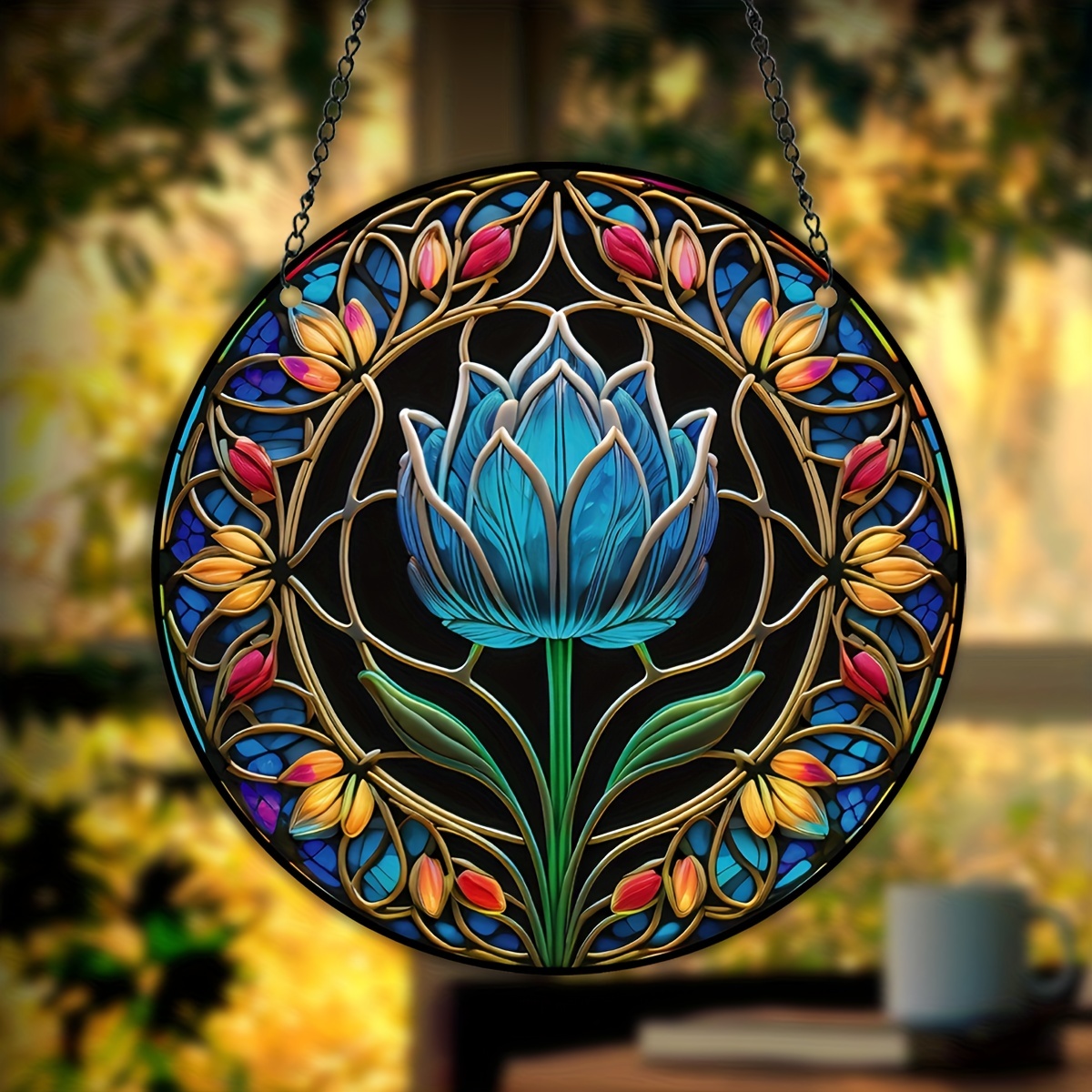 1 Pc 3D Fleur De Lotus Décor Vitrail Tentures Sun Catcher - Temu