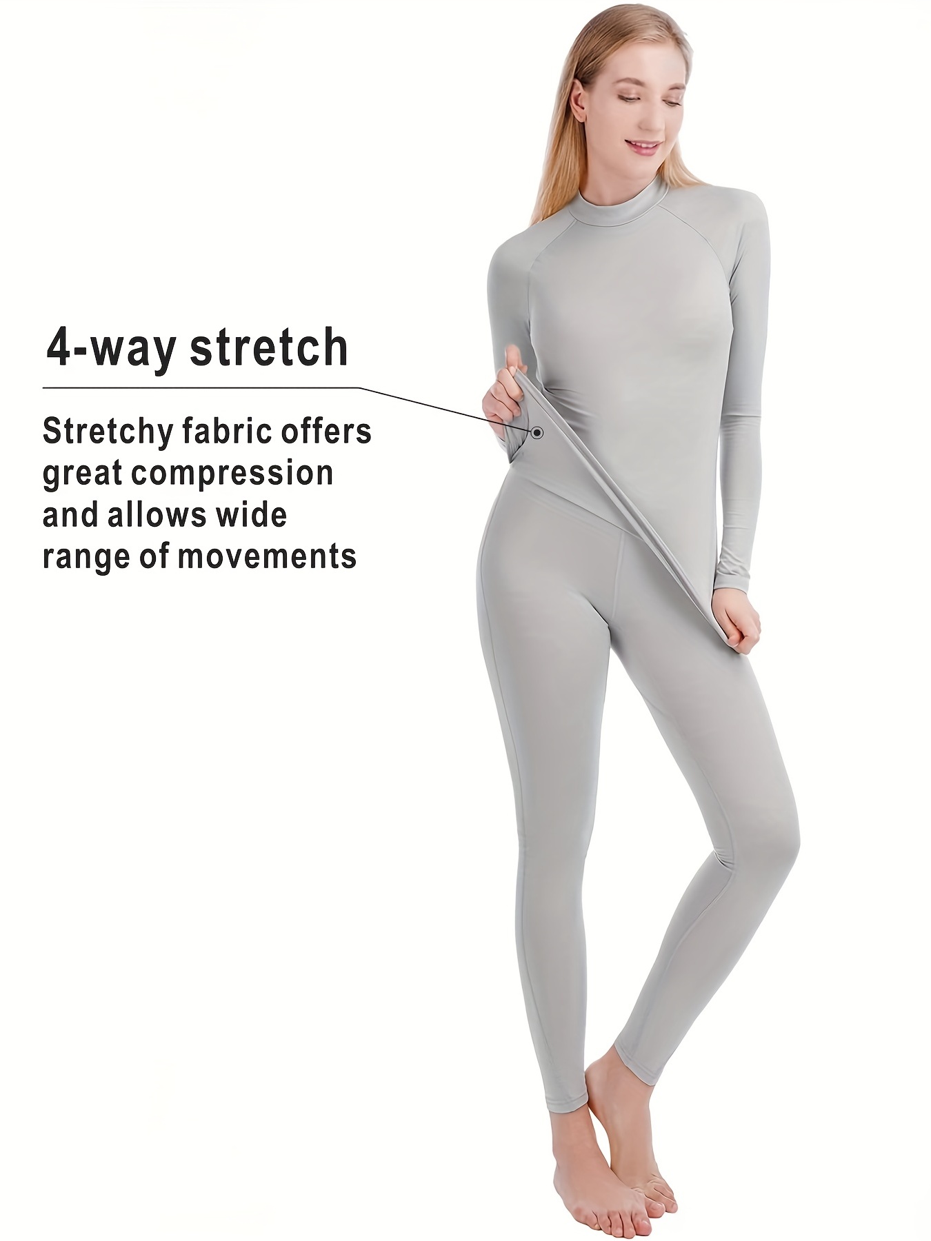Women'S Thin Long Johns Set Elastic Body Shaping Thermal Underwear Set