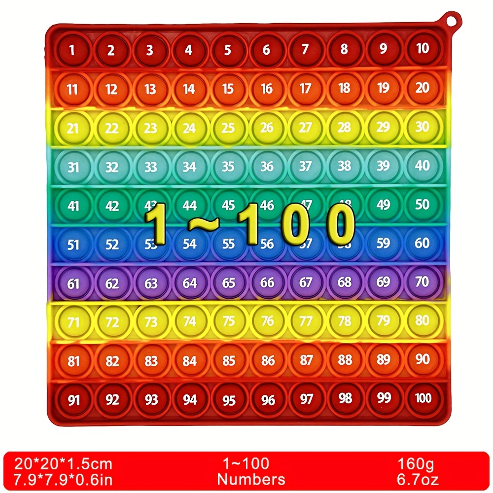 Grande P0PP Com 1-100 Números Brinquedo Jogo De Mesa, Quadrado Arco-Íris  Dimple Números 100 Brinquedos De Matemática De Bolha, Exercício Crianças