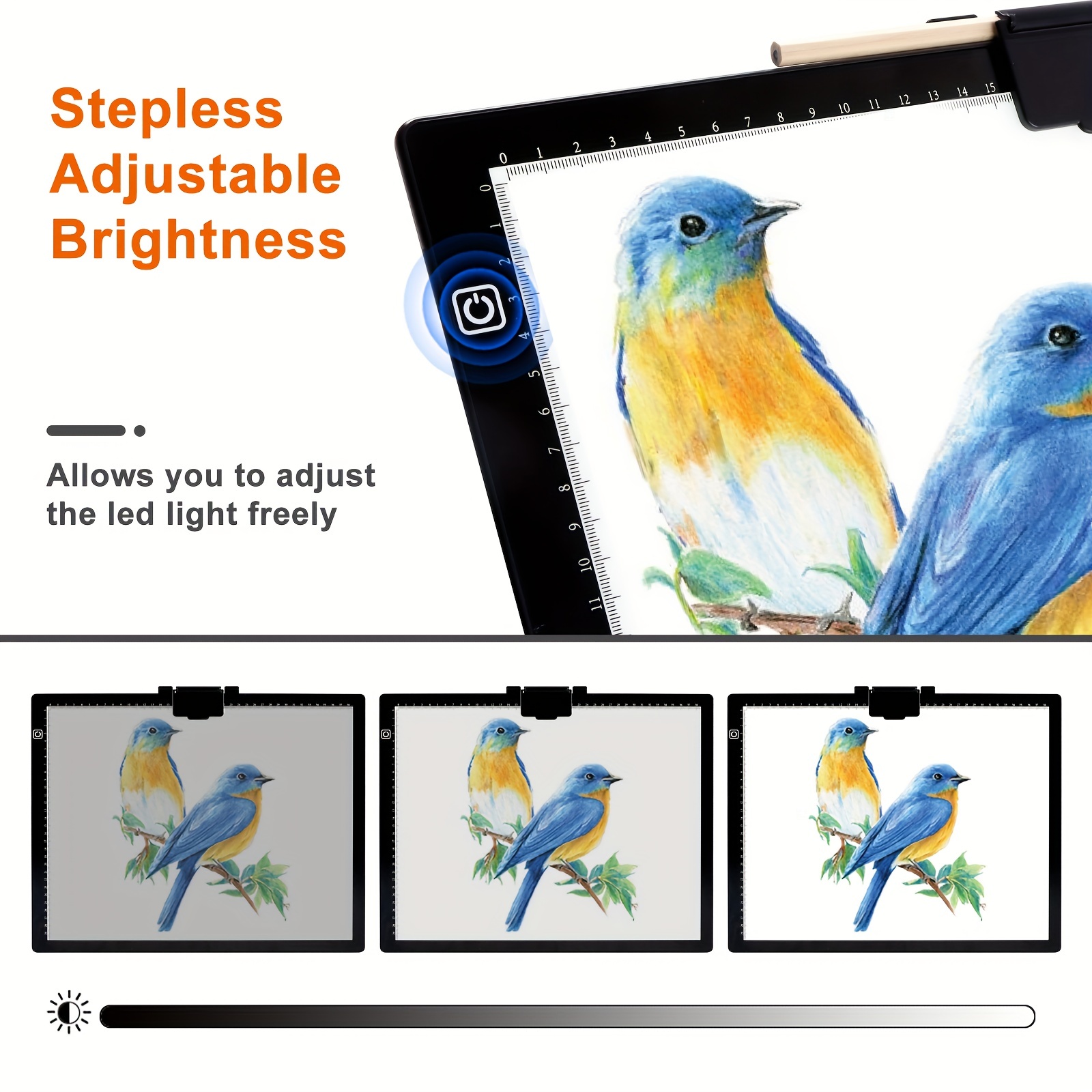 Adjustable Brightness Light Pad A4 Light Box LED Light Board with USB Cable  for Diamond Art Painting, Light Drawing, Sketching Animation X-RAY