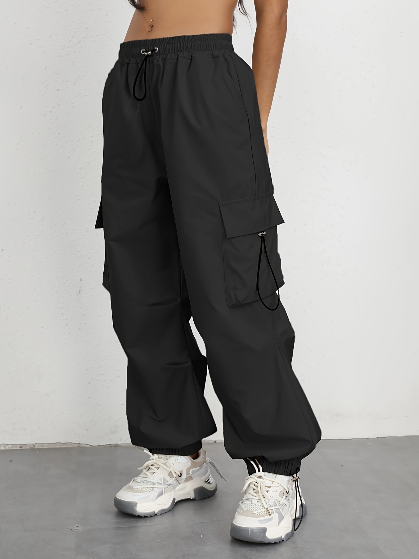 Flap Pockets Fitted Bottom Joggers Y2k Long Length Fashion - Temu