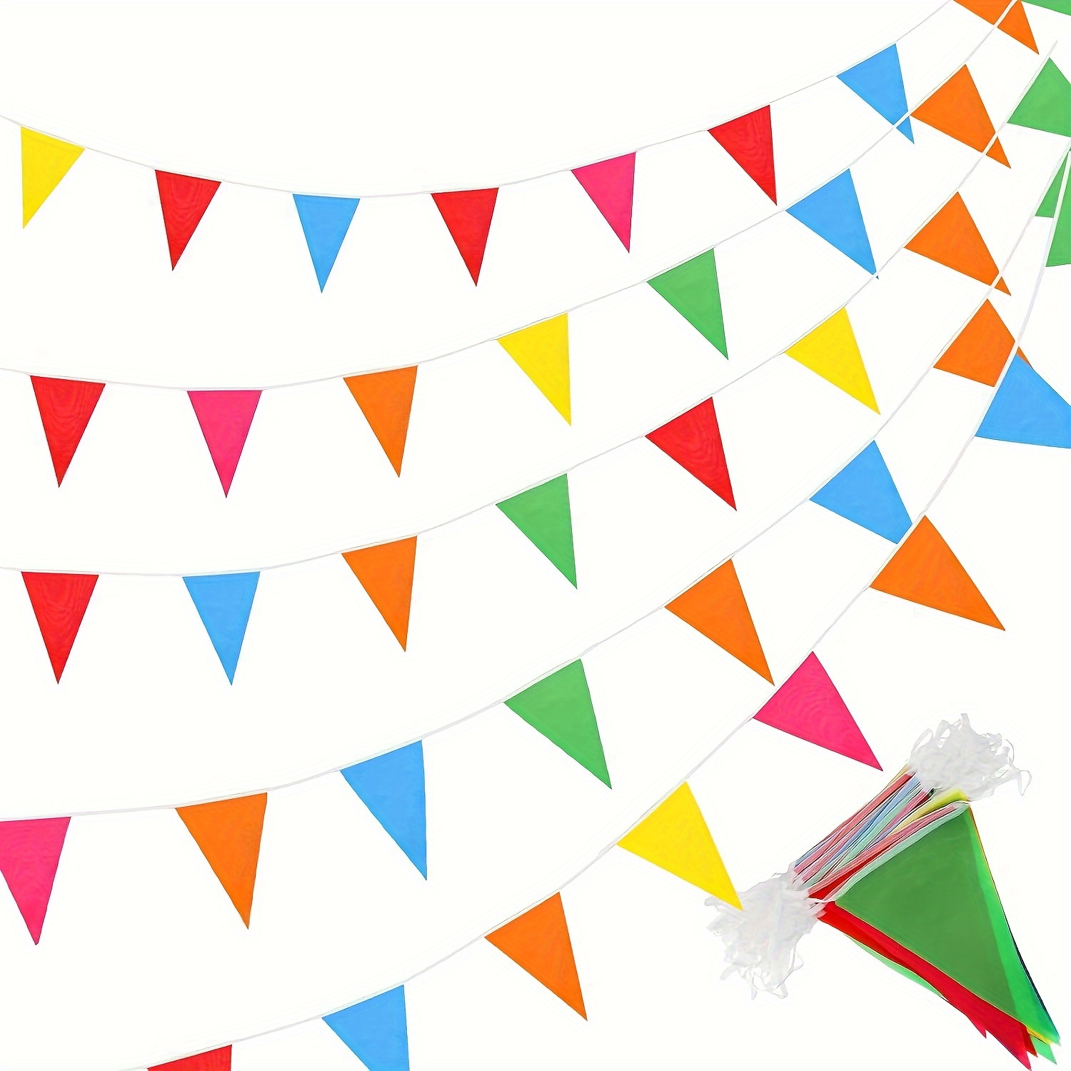 

10m Solid Pennant Flag Triangle Bunting Bulk Garland Grand Opening Carnival Birthday Party Decoration Holiday Celebration Outdoor (multi-color)