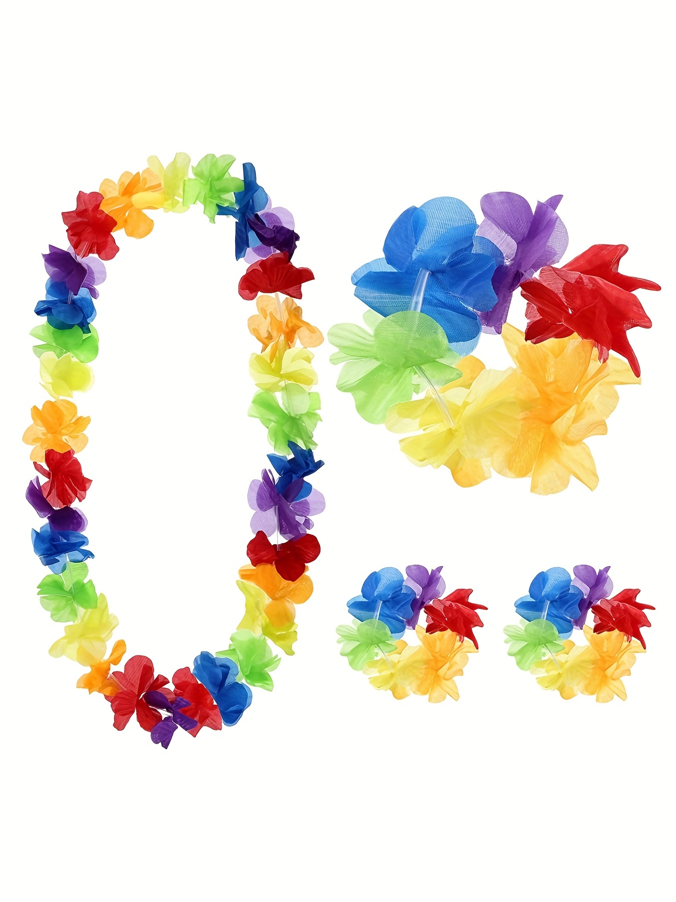 2 Sets Hawaiian Grass Hula Skirts & Leis for Women