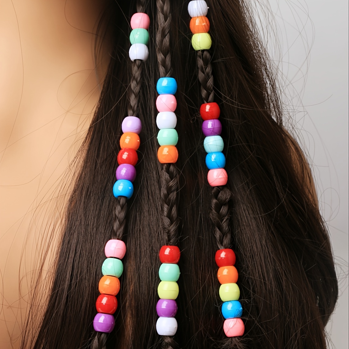 50pcs Colored Beads Hair Clips Plastic Hair Accessories For