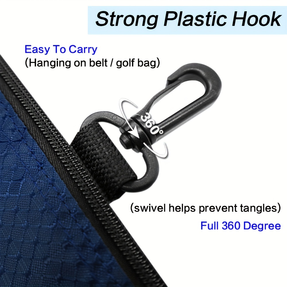 golf pouch with clip zipper golf ball bag with 3 pockets golf accessories pouch for storing balls tees mobile phone keys cards and cash gift for golfers details 2