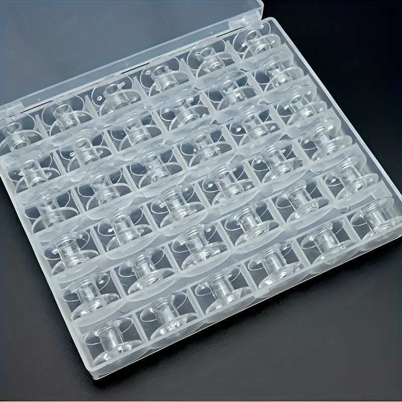 Image of 25/36pcs, Empty Bobbins Sewing Machine Spools Clear Plastic With Case Storage Box For Brother