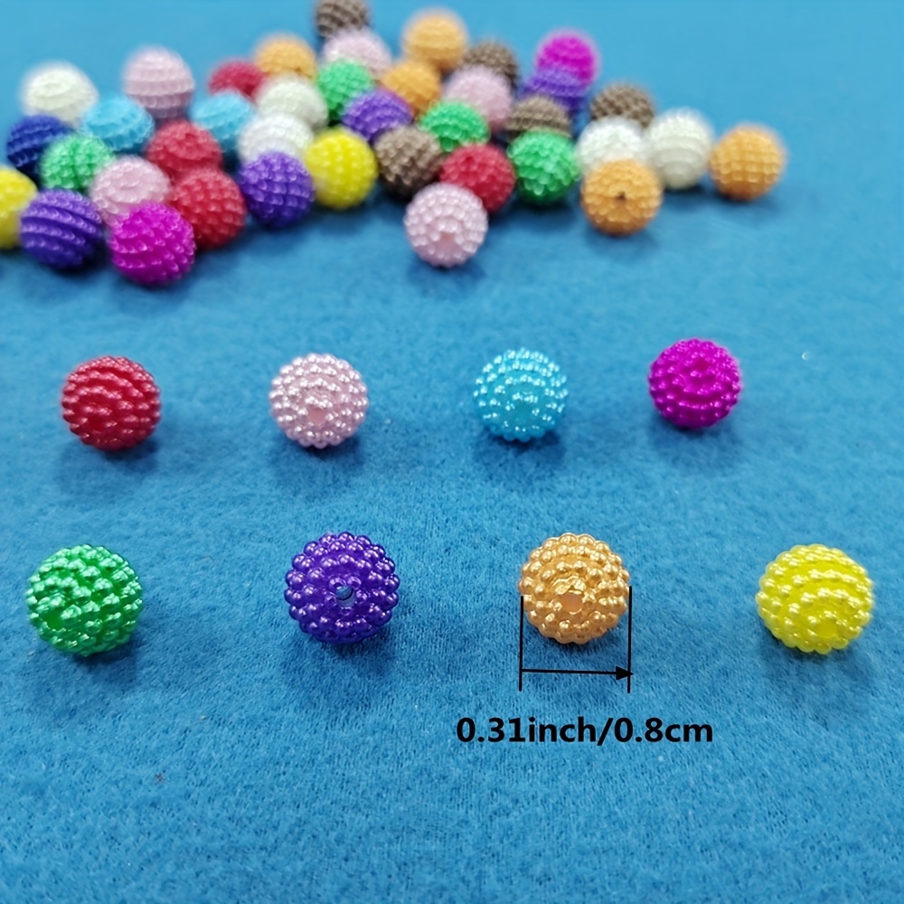 50pcs/pack Mixed Color Bayberry Beads Diameter 0.8cm/0.31inch ABS Colored  Beads Loose Bead For Bracelet Necklace Making DIY Handmade Accessories