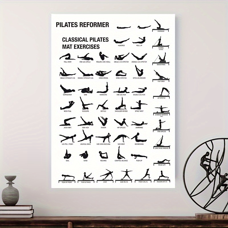 Classical Pilates Mat Exercises Poster Yoga Workout Poster Yoga Training  Chart Poster Home Gym Decor Yoga Fitness Wall Art Painting Yoga Canvas Art