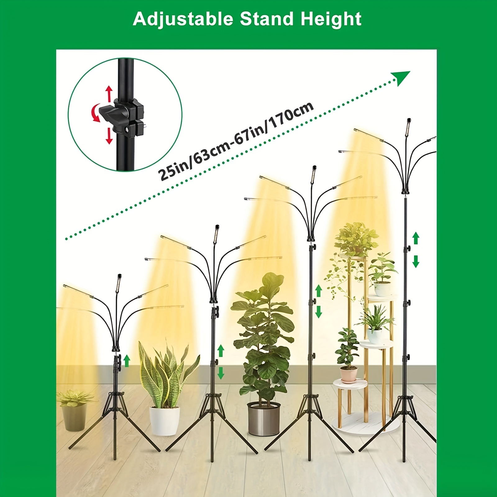 Adjustable grow outlet light stand