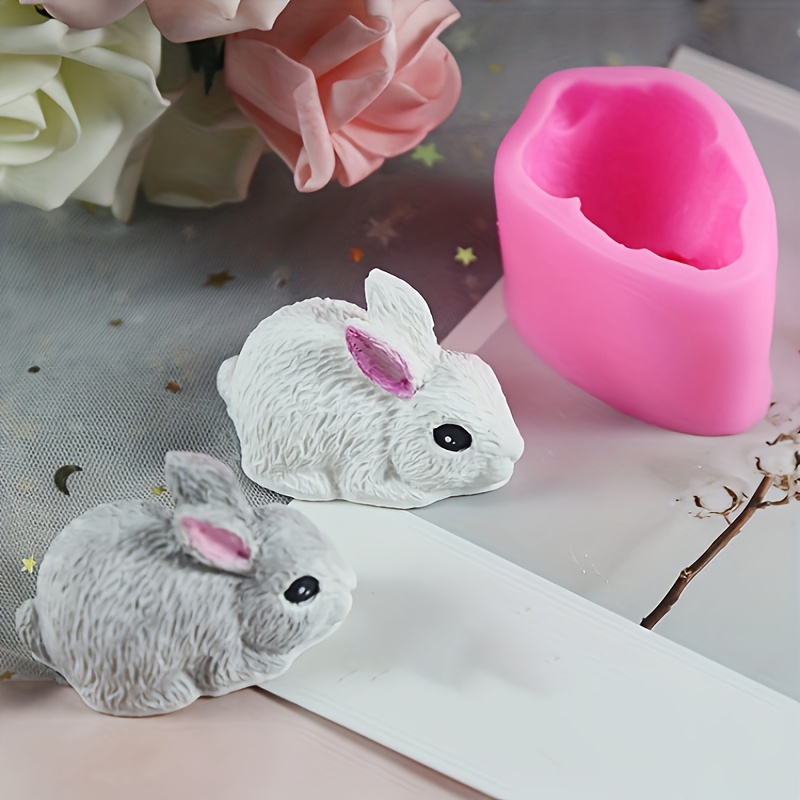 

3d Rabbit Silicone Diy Mold Easter Bunnies Shape Fondant Cake Decorating Mould, Bakeware Dessert Mould Candle Making Mould, Resin Clay Molding Baking Silicone Mold