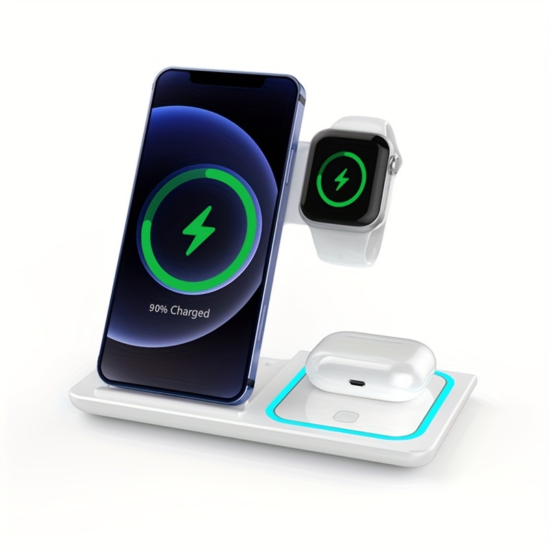 Comprar Soporte de cargador inalámbrico magnético 3 en 1 para iPhone 14,  13, 12, 11 Pro Max, Apple Watch, estación de carga Ultra rápida para  Airpods Pro