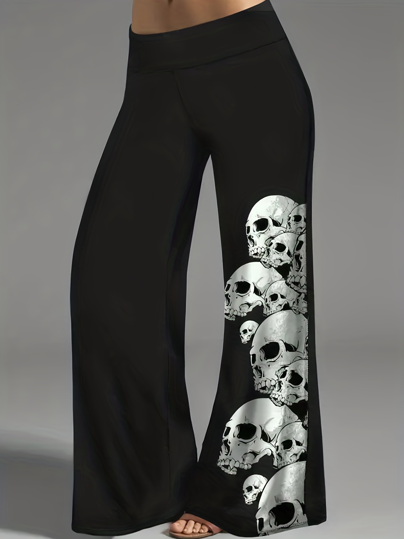 Floral Skull Print Drawstring Pants Casual Comfy Pocket - Temu