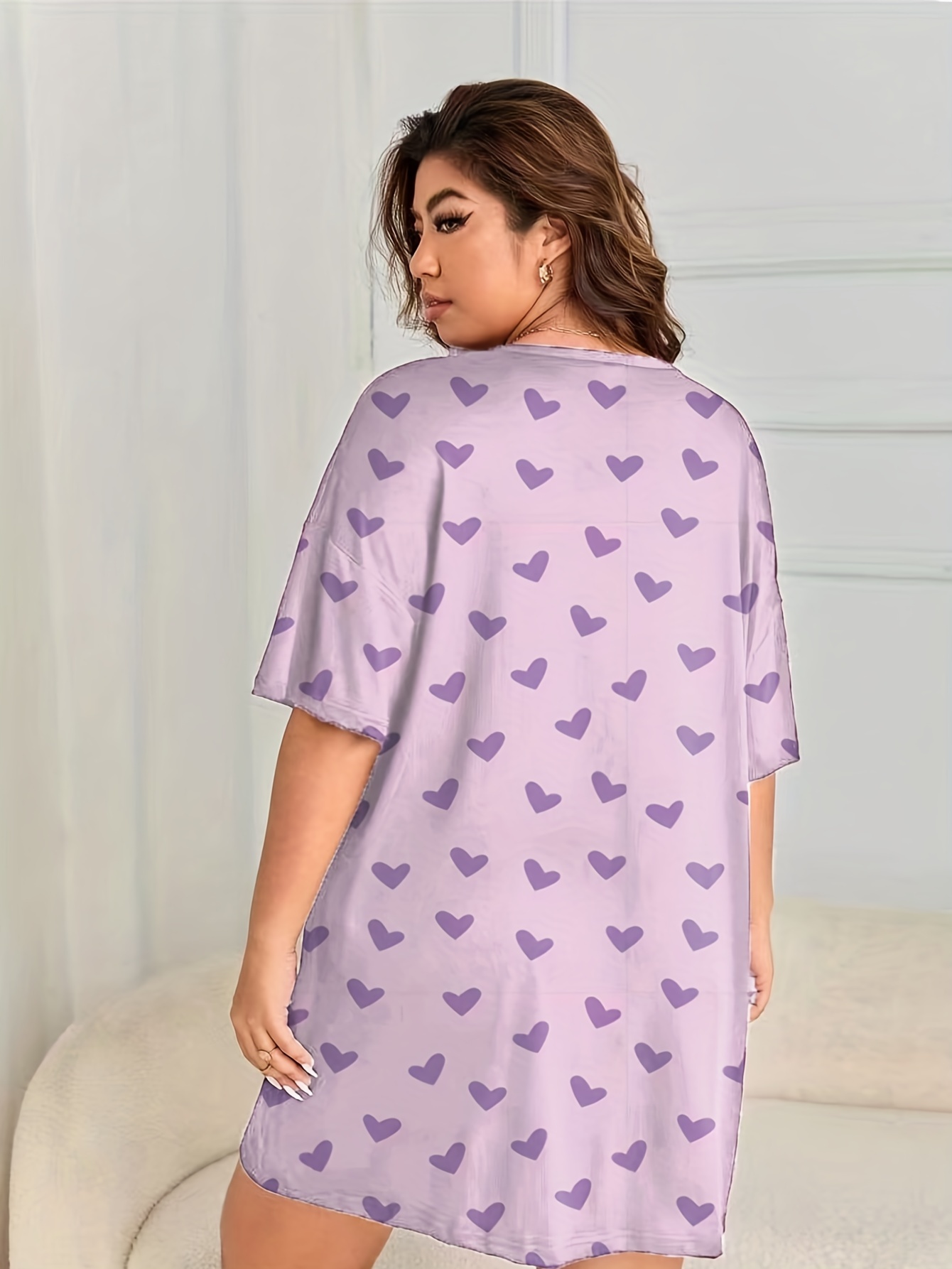 Heart Print Short Sleeve Tee Dress