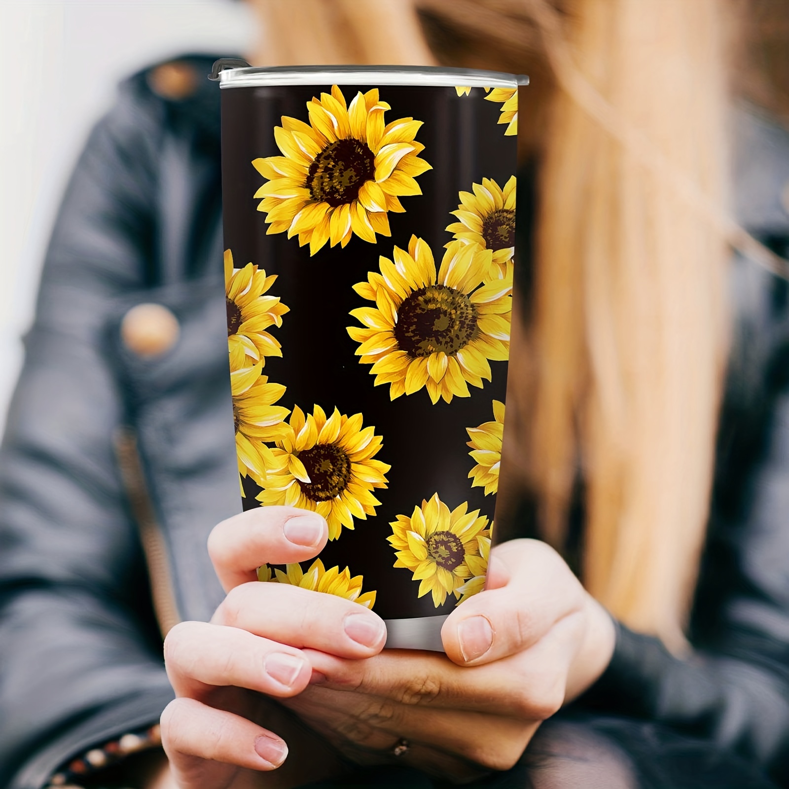 Sunflower Printed Insulated Tumbler Stainless Steel Travel - Temu