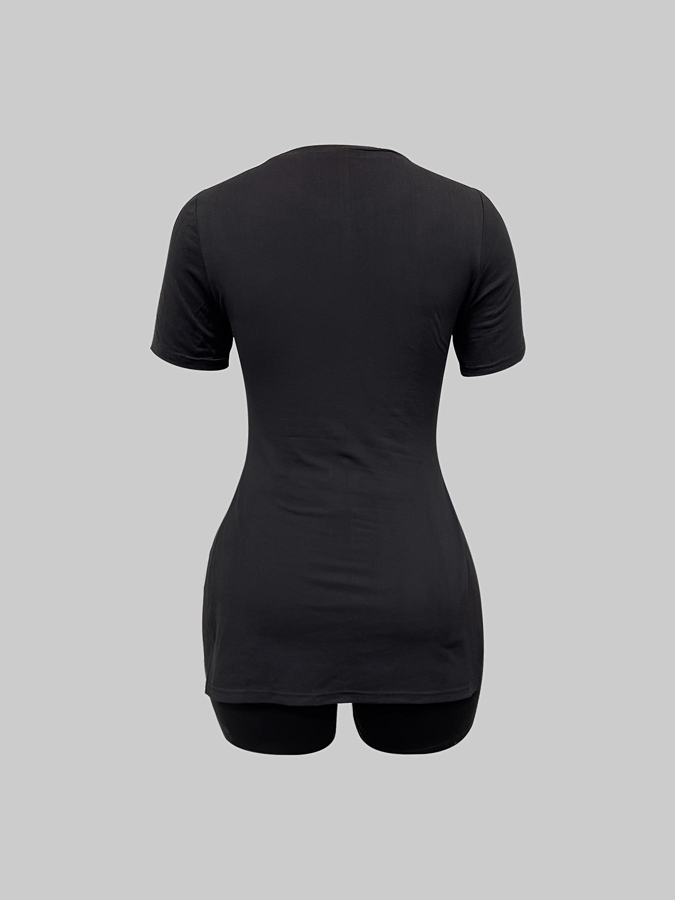 Lady Print Two piece Set Short Sleeve Crew Neck Side Split C