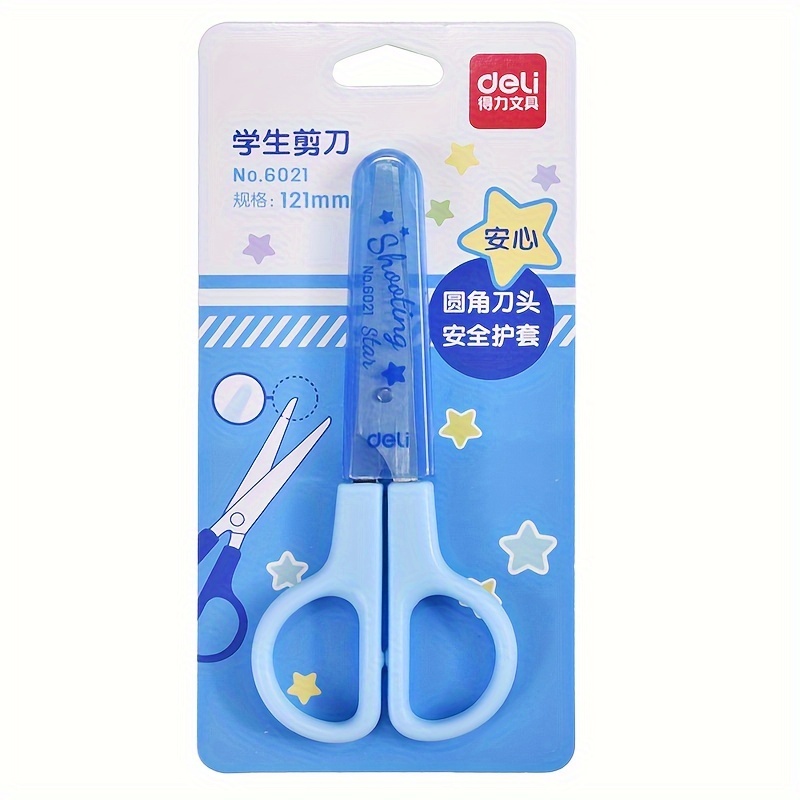 Deli Children's Scissors Round Head Protective Cover Cute - Temu