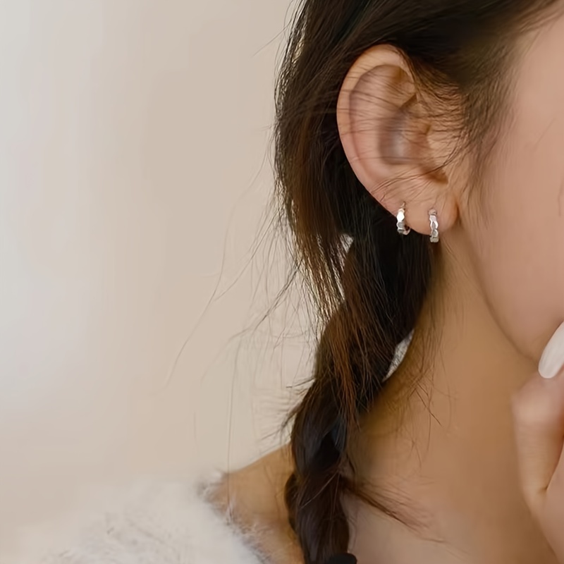 925 Sterling Silver Women's Ear Piercing Hoop Earrings