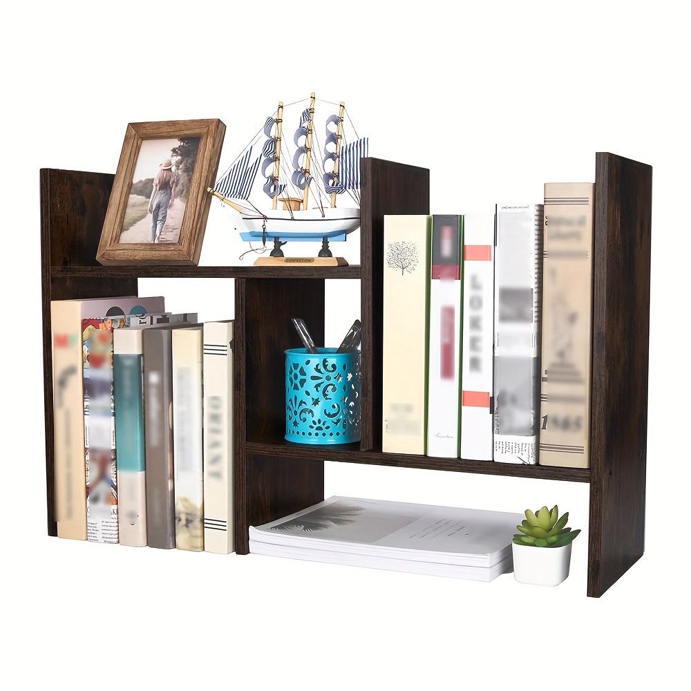 Free Standing Desk Shelf, Stackable Desk Bookcase Spice Rack