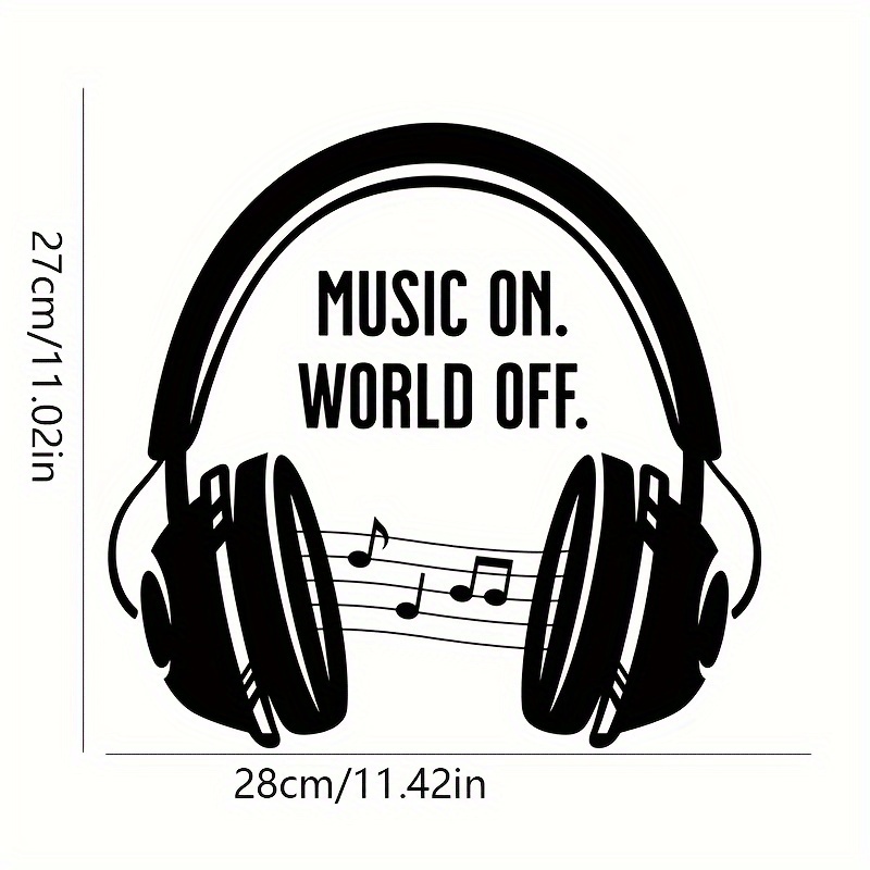 Earphone Music Wall Sticker, Living Room, Bedroom, Background Wall Sticker, Removable, Self-adhesive, Decorative Sticker