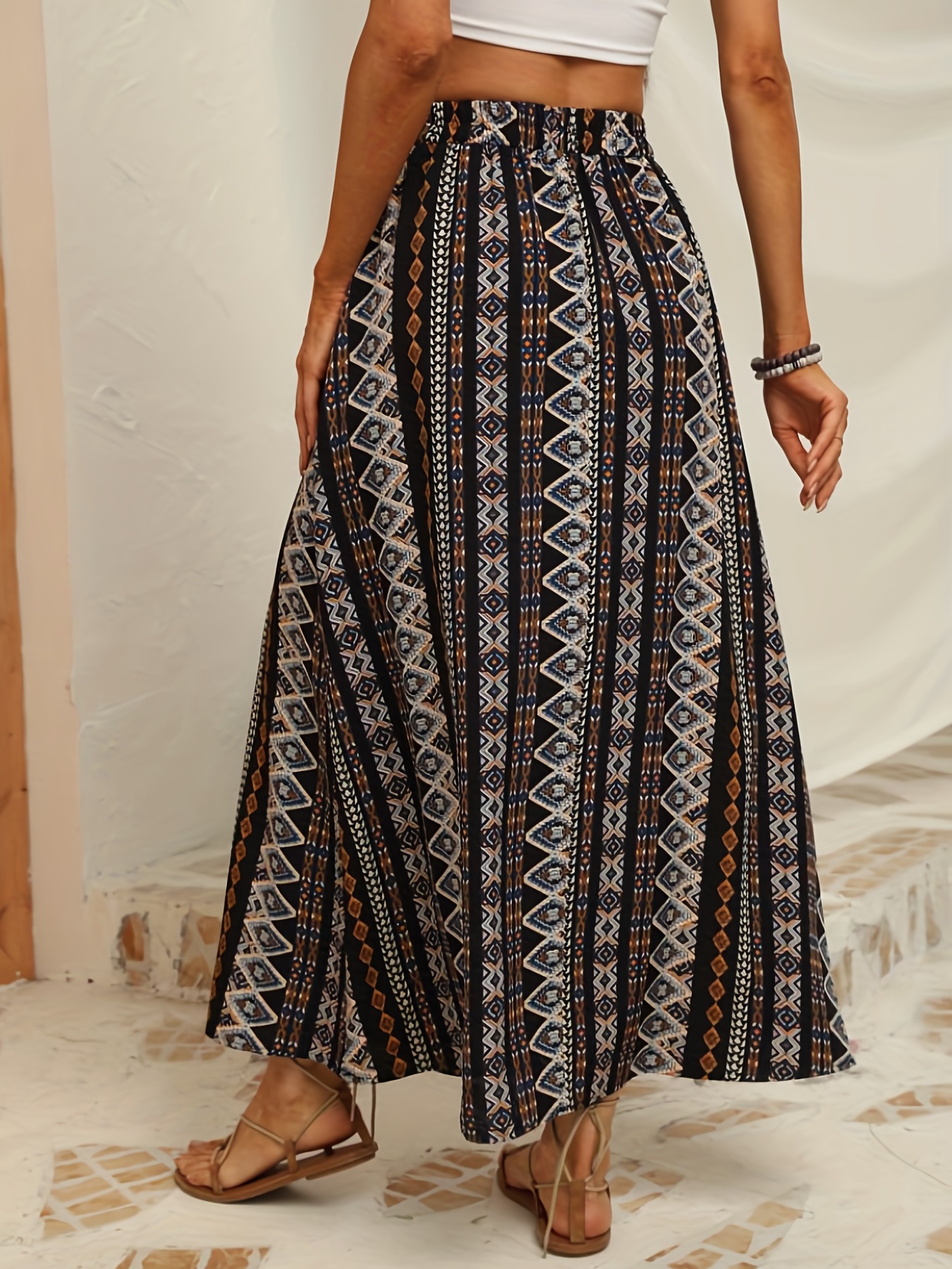 Tribal Print High Waist Skirts Vacation Comfy Maxi Skirts - Temu