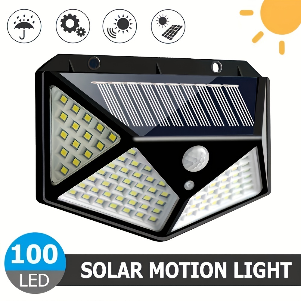 

1pc 100leds Solar Garden Light Outdoor With Smart Motion Sensor Weatherproof Solar Ip65 Waterproof Outdoor Lights With Wide Angle Wall Light For Patio Pathway Garden Lawn