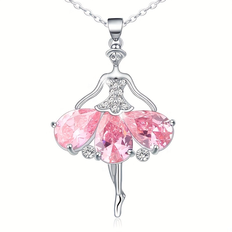 

1pc Synthetic Zircon Dancing Girl Style Necklace As Gift For Your Wife And Daughter