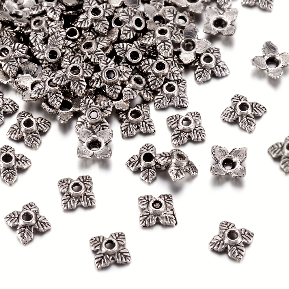 Antique Golden Silver Metal Flower Beads For Jewelry Making - Temu