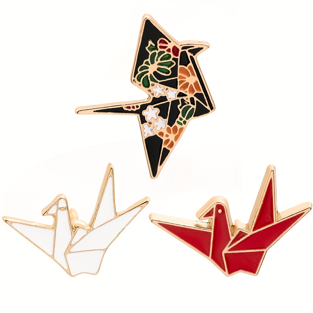 Origami Bird Paper, Origami Enamel Pin, Origami Jewelry, Paper Crane Pin