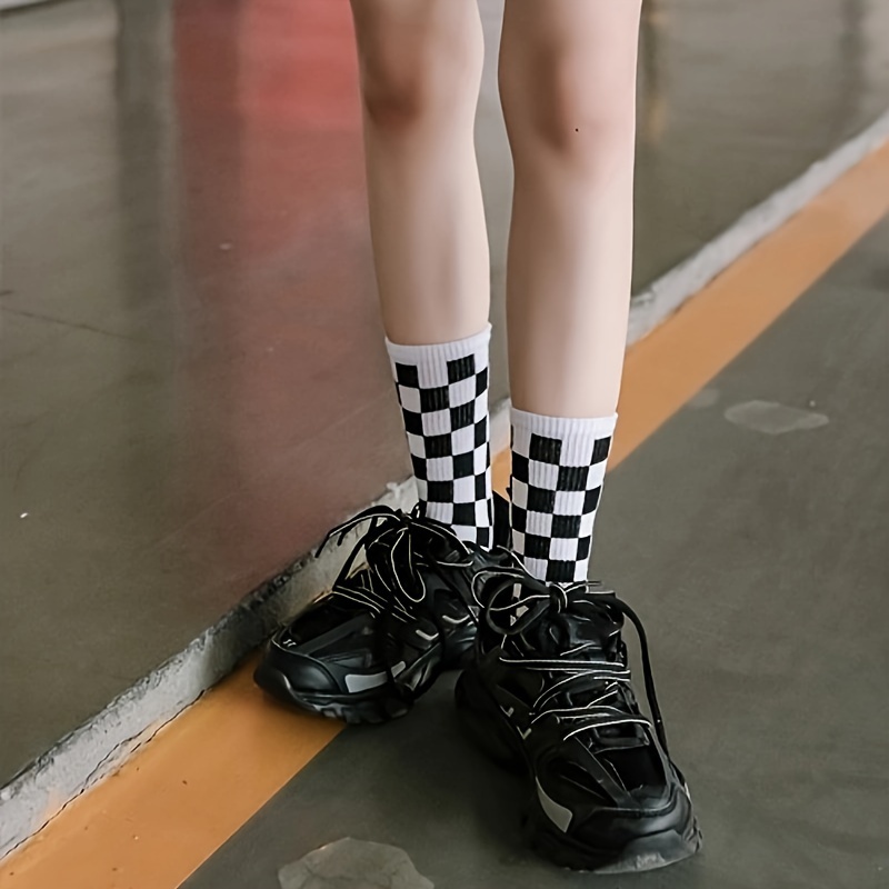 Plaid Print Socks Breathable All-match Stockings Women's Hosiery