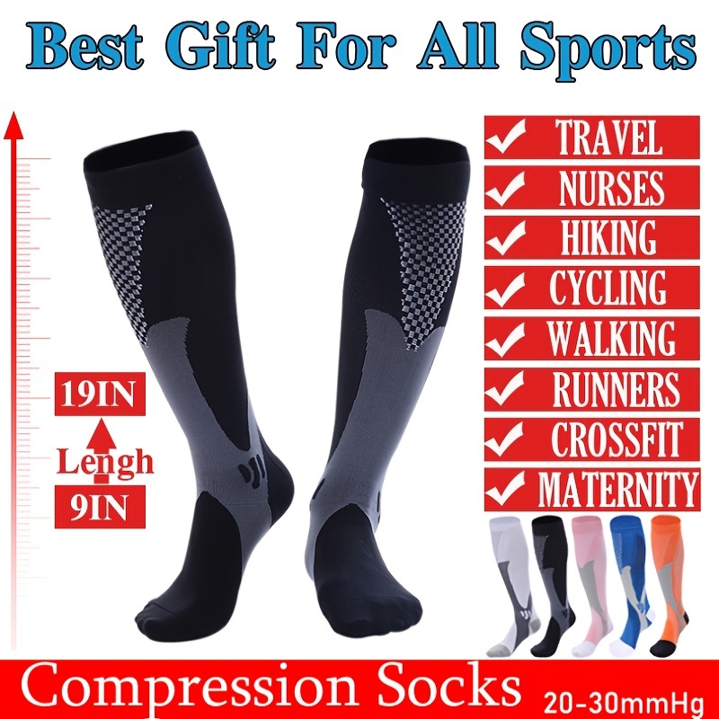 1 par de calcetines de compresión para hombre, calcetines deportivos  atléticos para correr, maratón, ciclismo, fútbol, Super Foot Bowl