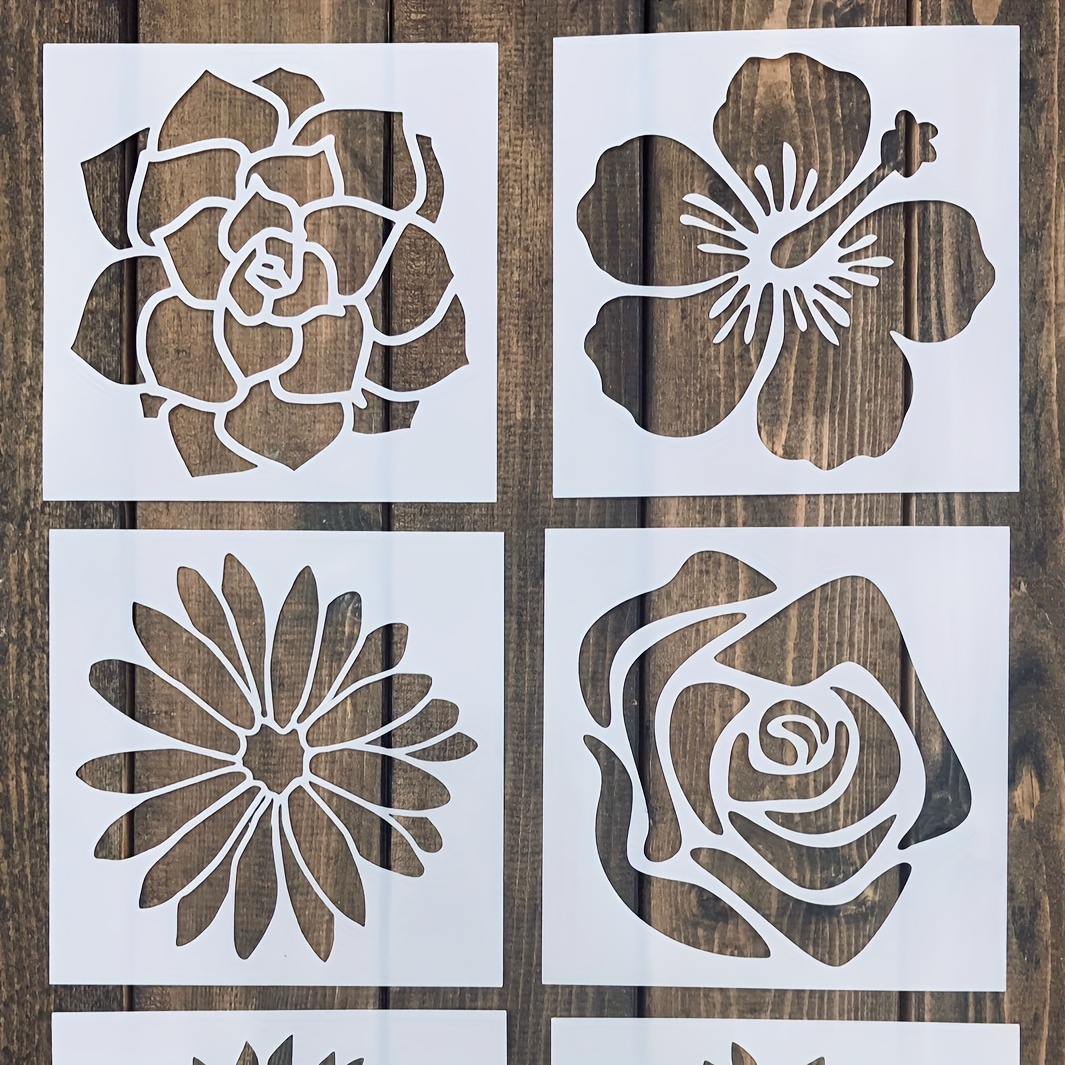 

Reusable Plastic Flower Stencil Bundle, Sunflower, Rose, Dahlia Mum, Gift For Crafter