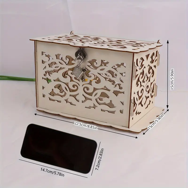 Diy Wooden Gift Card Box Wedding Supplies Hollow Business - Temu