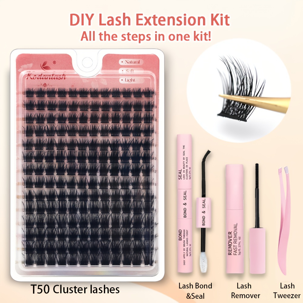 168pcs Cluster Lashes DIY Lash Extension Natural D Curling False Eyelashes Kit