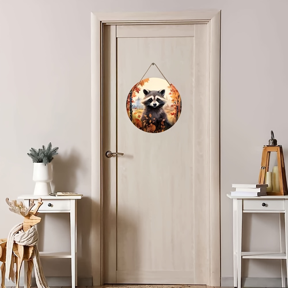 Raccoon Wooden Wreath Sign Raccoon In Blue Autumn - Temu