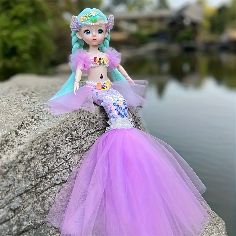 Mermaid Doll Toy Girls 3d Real Eyes Princess Doll Children - Temu