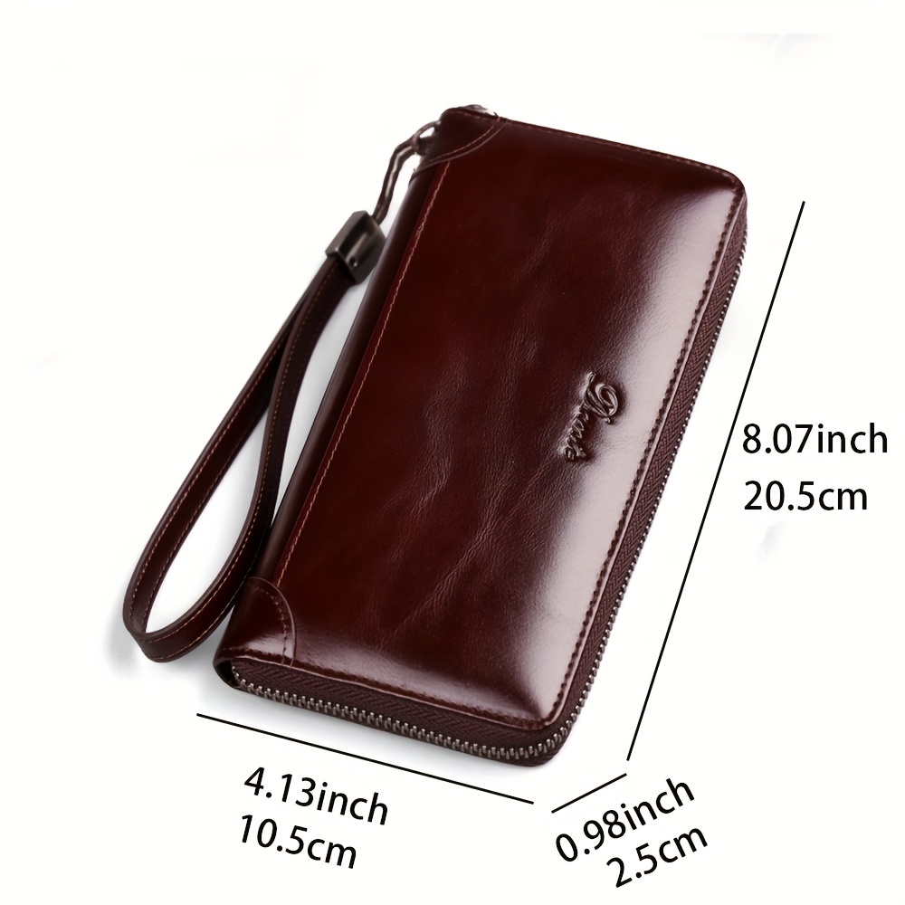 Mens Genuine Leather Zipper Handbag Rfid Large Capacity Long