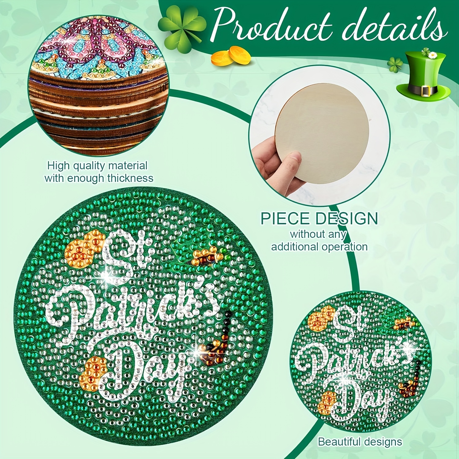 St Patrick's Day Diamond Painting Coasters With Holder Diy - Temu