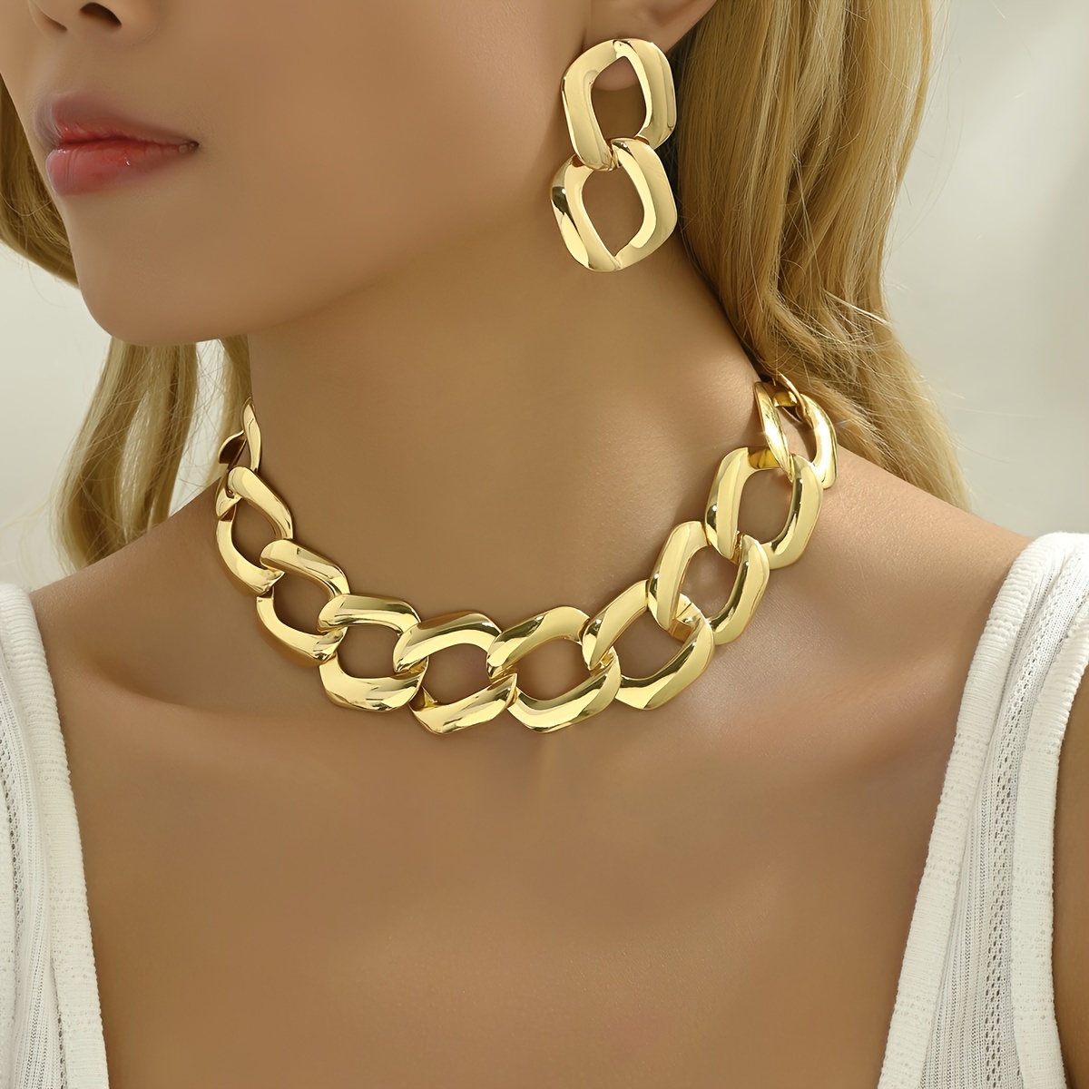 

1 Pair Dangle Earrings +1 Pc Necklace With Iron Jewelry Set Bohemian Sexy Style Suitable For Women Party Gift