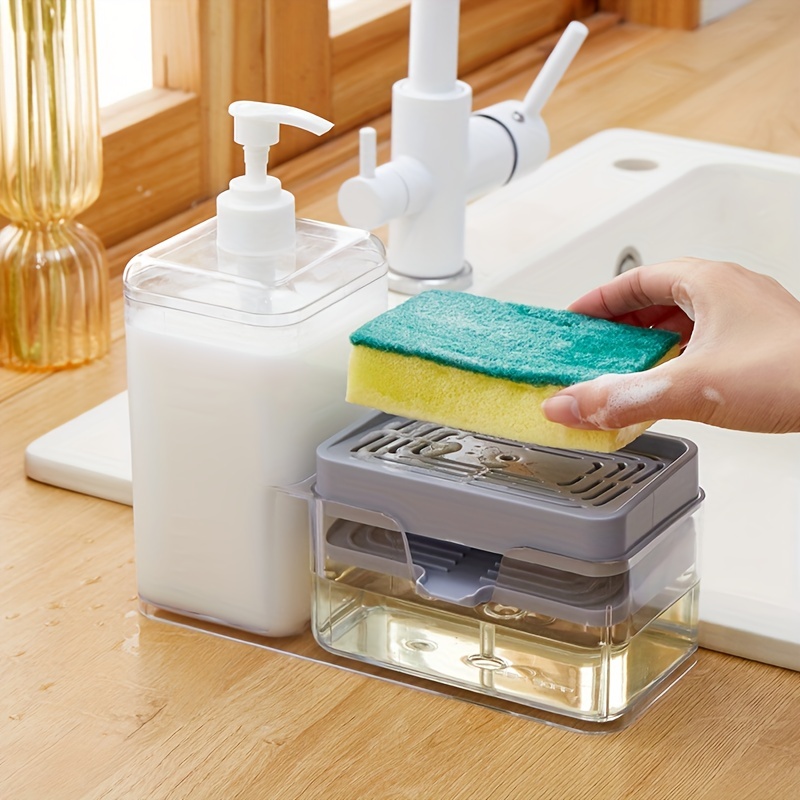 Soap Dispenser And Scrubber Holder, Multifunctional Dishwasher