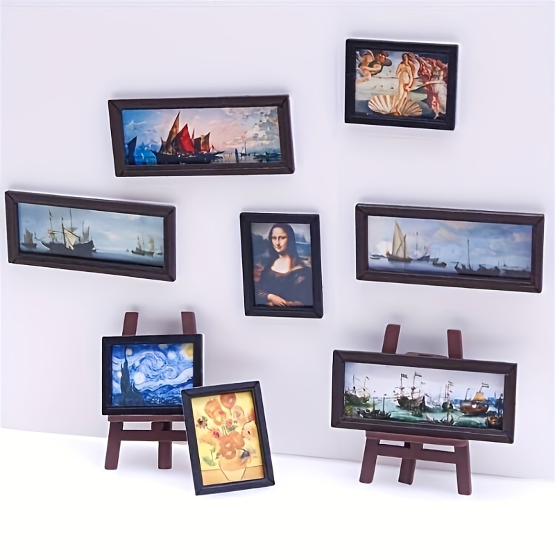 decorazione casa bambole set 8 pezzi quadri in miniatura - Italy
