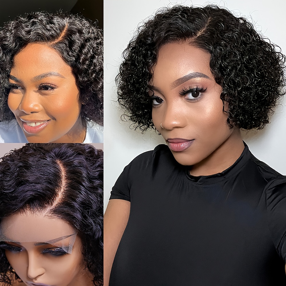 

150% Density Short Curly Wavy 13*5 Lace Front Wigs 150% Density Human Hair 13*5 T Part Lace Front Short Curly Side Part Lace Wigs Pre Plucked Glueless Side Part Lace Frontal Wigs For Women