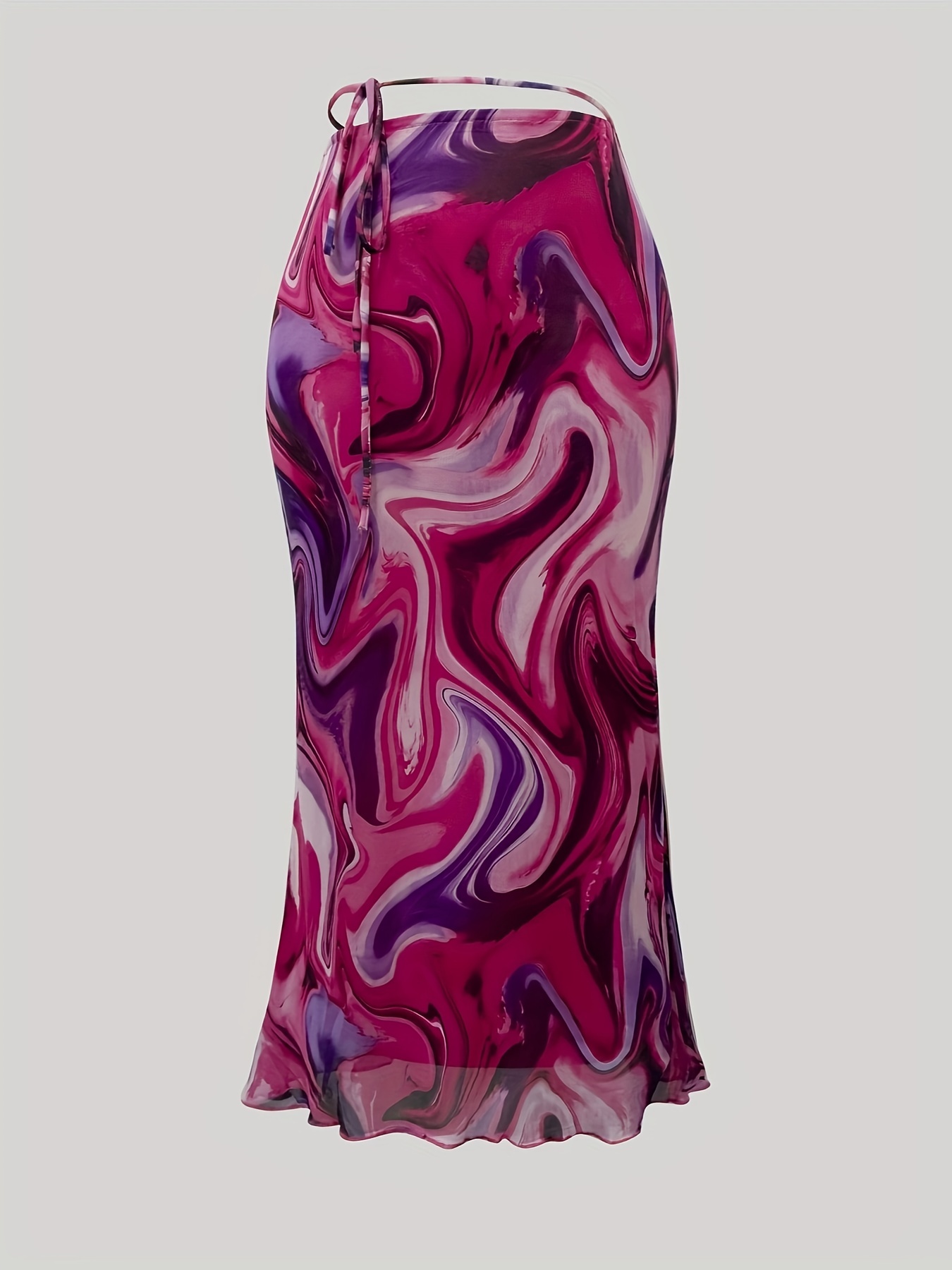 Women's All Over Print Mesh Skirt with Tie Waist - Perfect for Spring and Summer Casual Wear