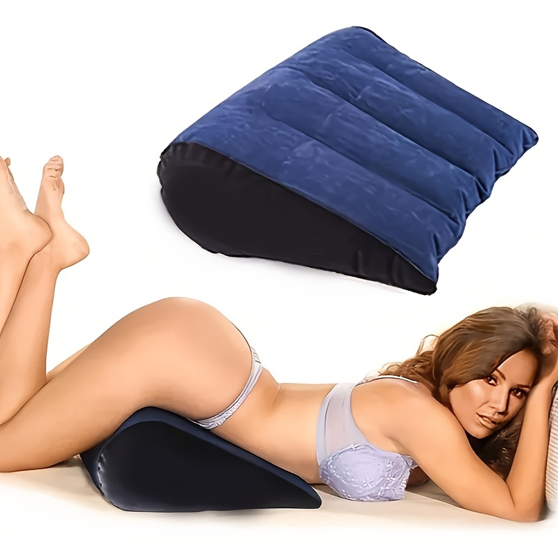  Almohada hinchable de alas con asas, posicionamiento para una  posición más profunda, almohada de apoyo, cojín de ayuda para la almohada,  triángulo, pareja, juguete, muebles sexuales para adultos, 1 unidad 