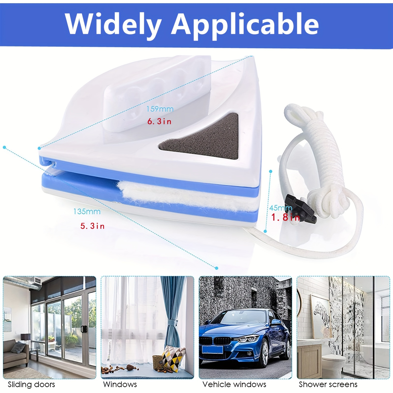 Tbest Square Shape Double-Side Magnetic Glass Cleaner Wiper with 2 Extra  Cleaning Cotton for Wi,Kitchen Cleaner Wiper window cleaning tool Magnetic  Useful Double-sided Window Glass Cleaner Wiper Bru 