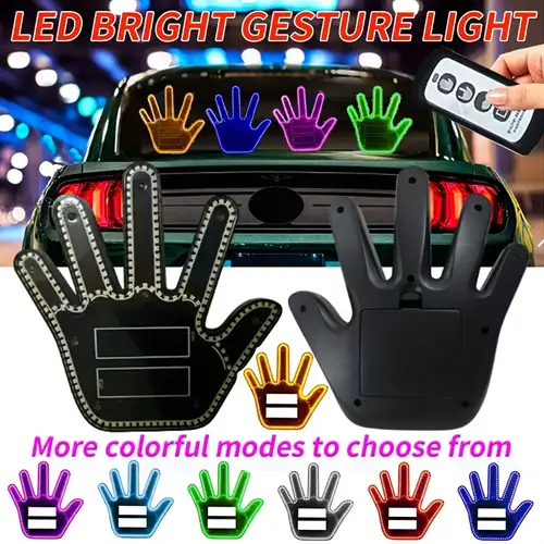 Universal Fun Car Middle Finger Led Light, With Remote Car Gadgets & Road  Rage Sign, Funny Rear Window Sign Light, Car Accessories Light, Free  Shipping For New Users