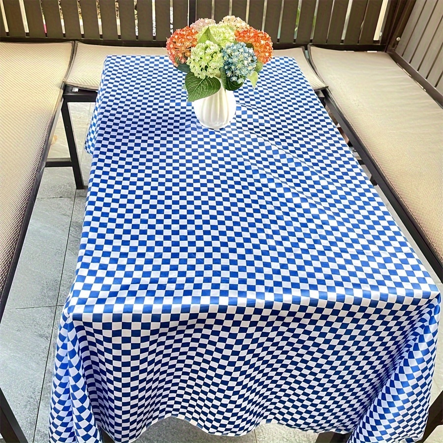 Simple Modern Colorful Checkered Encrypted Satin Tablecloth