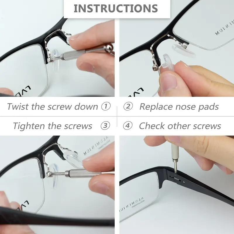 Soft Silicone Chamber Eyeglass Nose Pads, Eyeglass Repair Glasses Screws And Micro Screw-in Air Bag Glasses Nose Pad Set - Temu