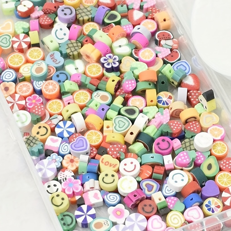 2 Boxes Of 6480pcs Clay Beads Set For Making Bracelets, Fruit And Flower  Smiling Face Polymer Clay Bead Pendants With 24 Colors Of Flat Round Stone
