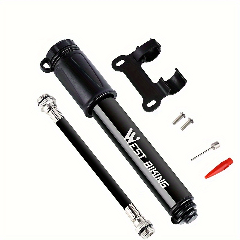 

Aluminum Alloy Portable Mini Bicycle Pump, Tire Air Pump, Super Fast Tyre Inflation Compatible With Universal Presta And Schrader Valve Frame Mounted For Ball Pump Needle/frame Mount