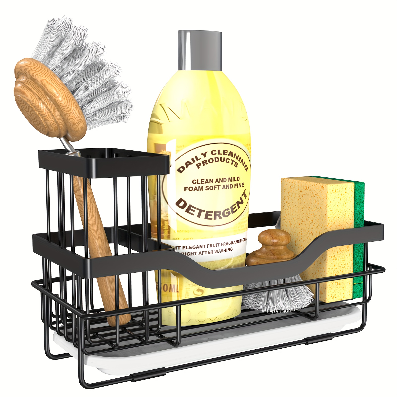 Source Sink Caddy Sponge Holder for Kitchen Sink + Dish Brush Holder,  Kitchen Sponge Caddy Sink Organizer, Sink Tray Drainer Rack on m.